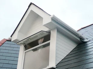 Modern dormer window and roofline detail, Apex Roofing Services Bournemouth